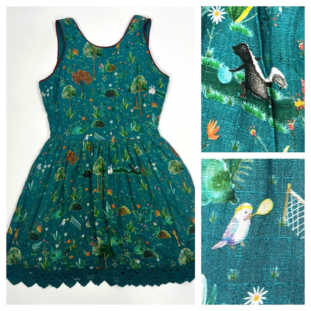 Antit Womens Sz P = S Forest‎ Animal Garden Party Mini Dress
